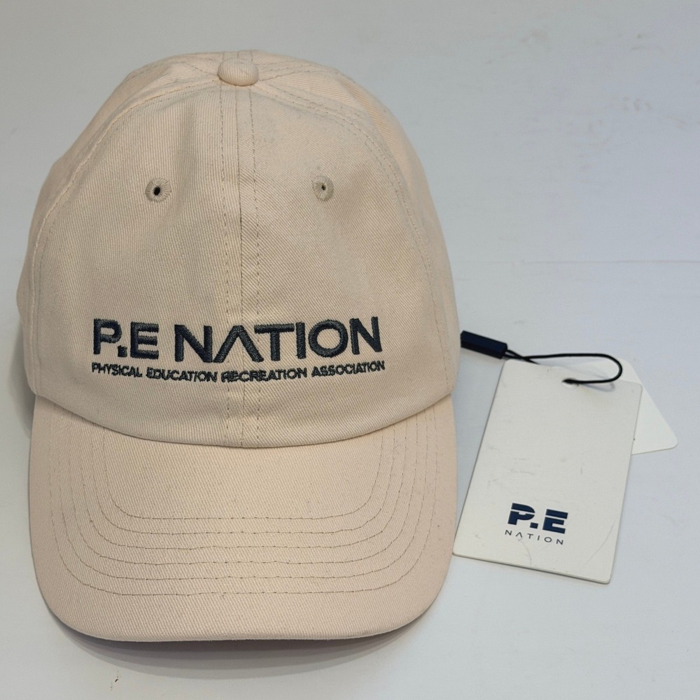 PE Nation Homage Cap Adjustable Hat Beige Cream 100% Cotton NWT OSFA